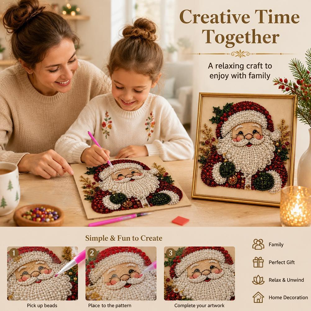 Embroidery Kit - Świąteczny Zestaw DIY z Perłami i