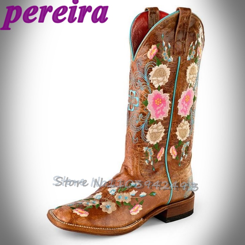 Embroidery Roses - Haftowane Botki Kwiatowe Różany Ogród Botas
