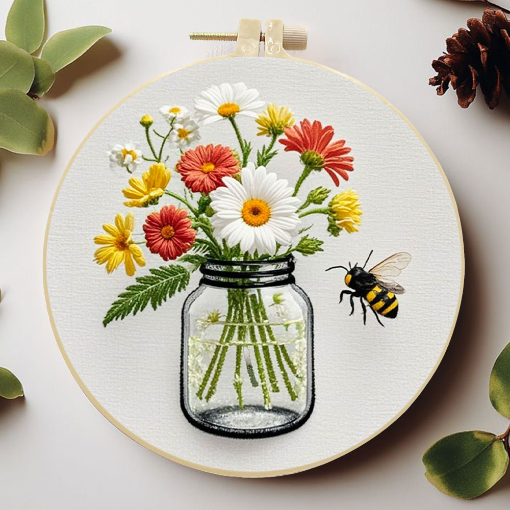 Embroidery Daisy Flower - 1 SZT. Zestaw do haftu DIY,