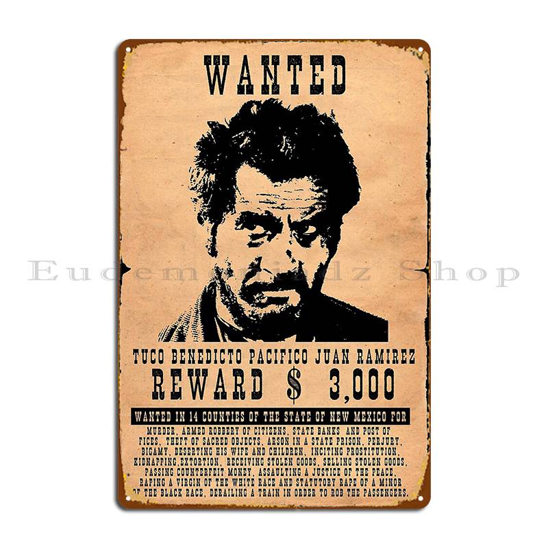 Embroidery Studio - Wanted Tuco Ramirez Metalowy Znak Kino