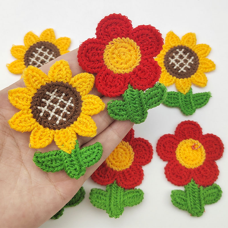 Embroidery On Socks - 10 szt. Naszywki z haftem słonecznika,