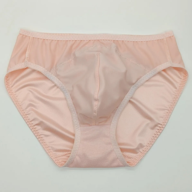 Embroidery Underwear - Męskie koronkowe haftowane różowe slipy, bielizna