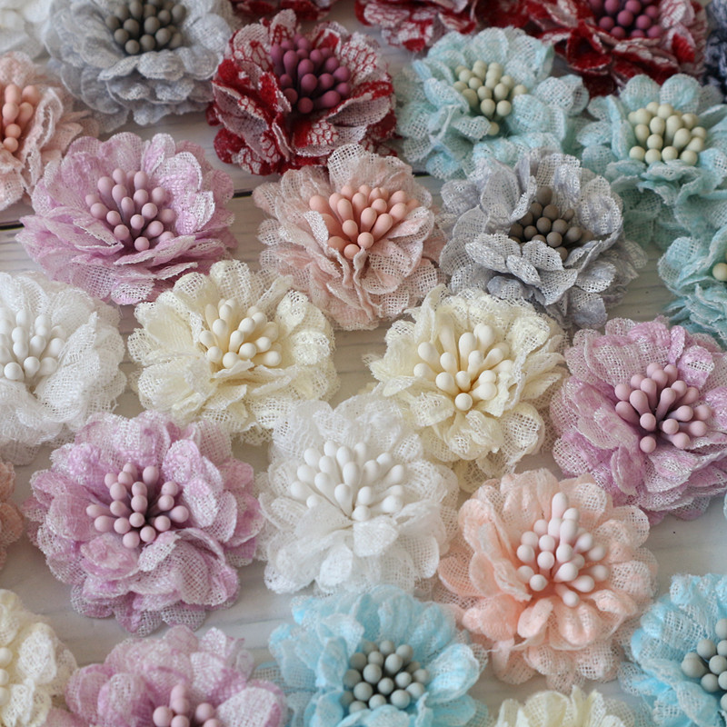 Embroidery Daisy Flower - 10 sztuk 3CM ręcznie robione małe