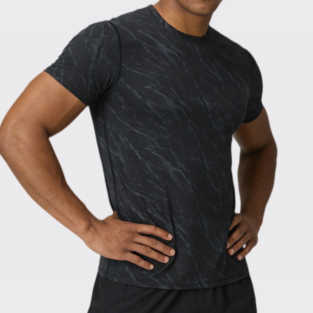 Embroidery H&M - Letnia męska szybkoschnąca koszulka fitness z