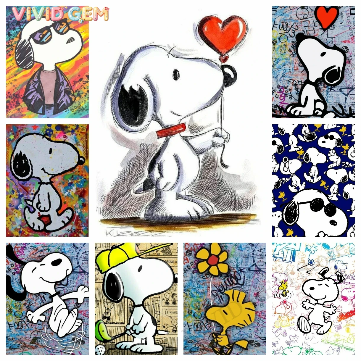 Embroidery Motif - VIVID GEM Kawaii Graffiti Snoopy Kreskówki