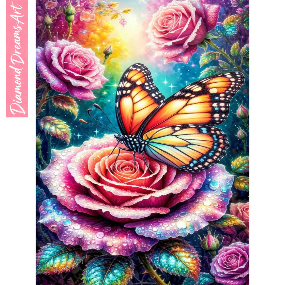 Embroidery Roses - Mozaika diamentowa 5D DIY Motyl, Nowość,