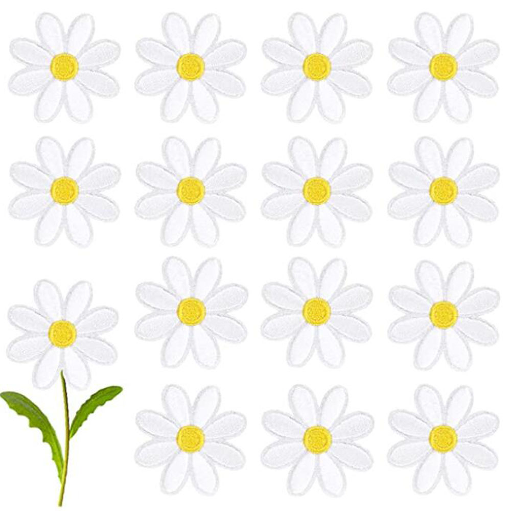 Embroidery Daisy Flower - 10 szt. Naszywki z kwiatami stokrotki