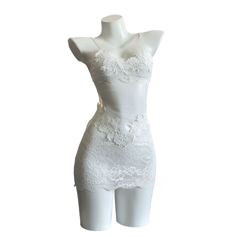 Embroidery Underwear - Seksowna koronkowa sukienka bez ramiączek z