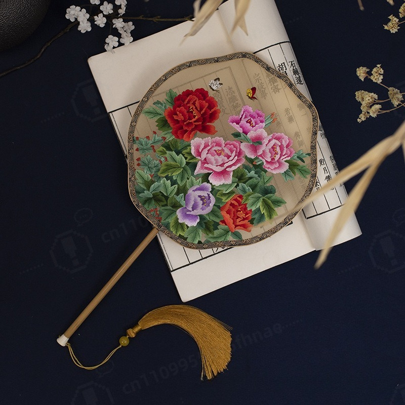 Embroidery Gift - Ręcznie Robiony Dwustronny Haftowany Jedwabny Okrągły