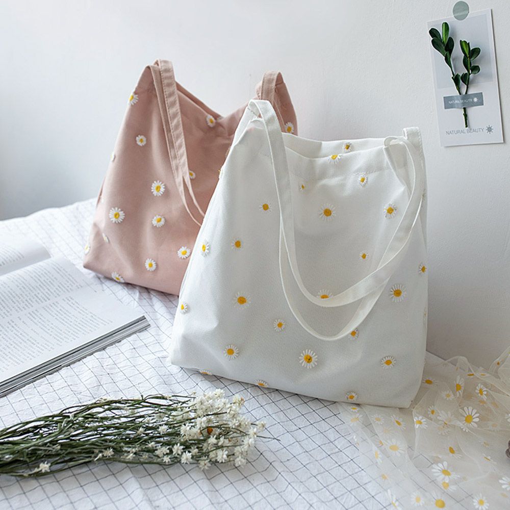 Damskie torby płócienne Dziewc – Embroidery Daisy Flower recenzja i cena