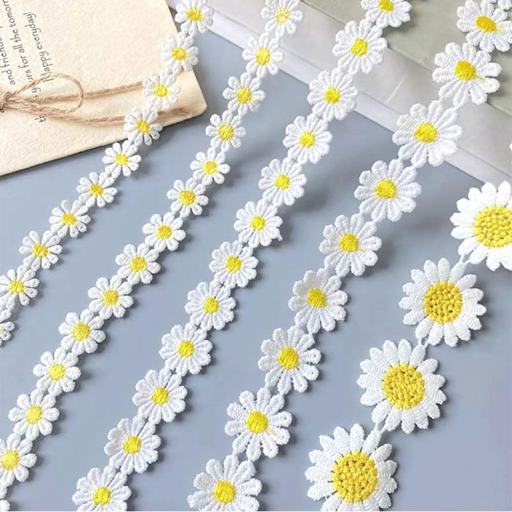 Piękny biały haftowana tkanina – Embroidery Daisy Flower recenzja i cena