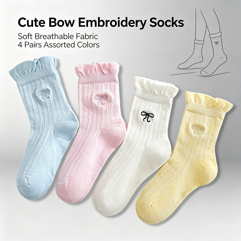 4 pary dziewczęcych letnich sk – Embroidery On Socks recenzja i cena