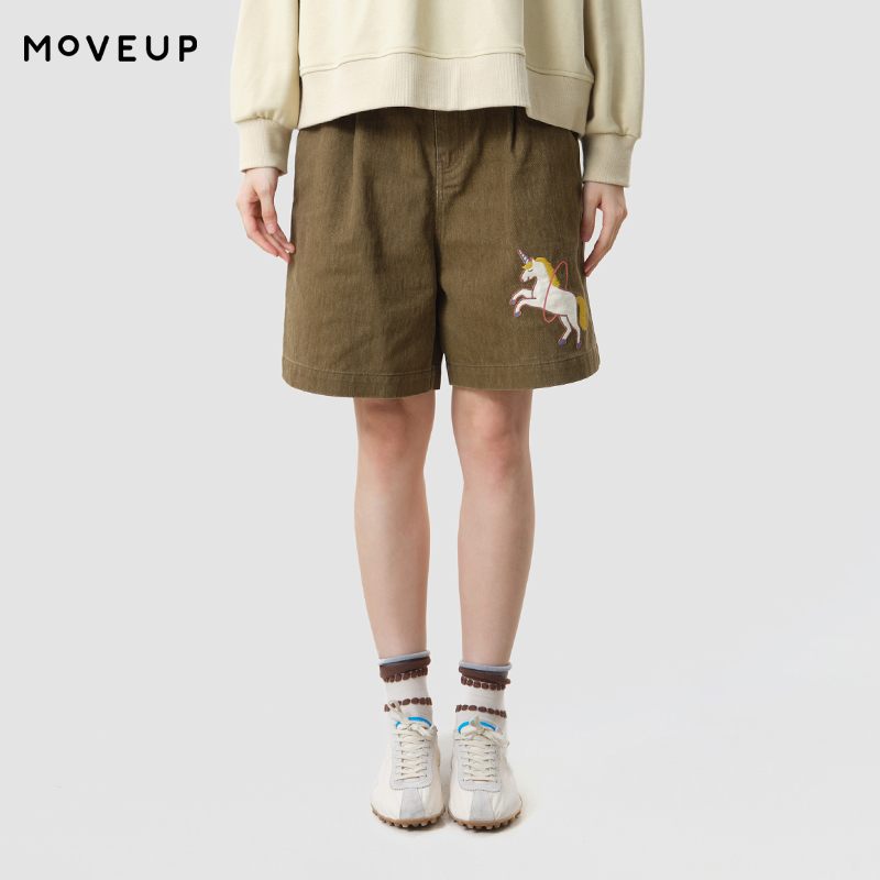 MOVEUP Damskie Szorty Casualow – Embroidery Unicorn recenzja i cena